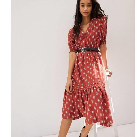 Anthropologie Felipa Midi Cotton Tiered Dress with Pockets XS - Picture 6 of 14